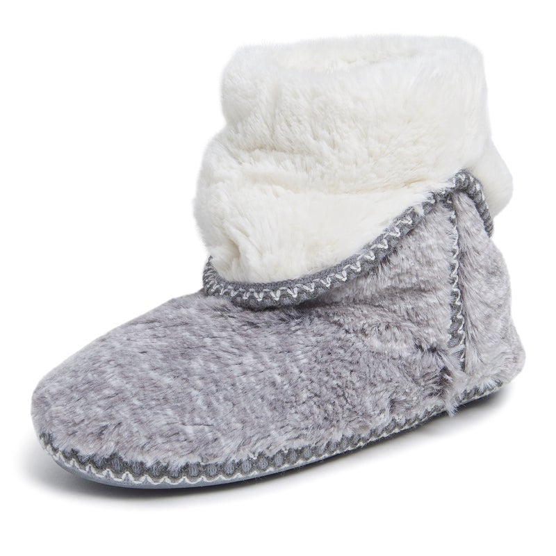 Dearfoams Women's Beth Foldover Boot Slipper, Grey Frost, X-Large